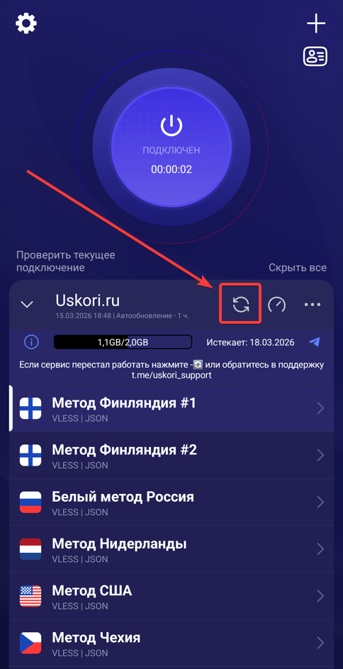 Обновление подписки
